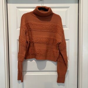 The Vintage Shop Textured Orange Turtleneck Sweater